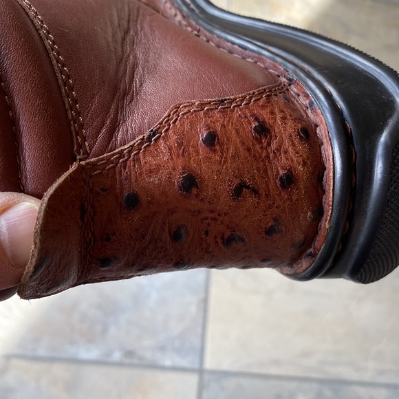 “DOUBLE H” Lace-up Boots Chestnut Colour Smooth & Ostrich with Kilties Size 9.5 - Picture 4 of 14